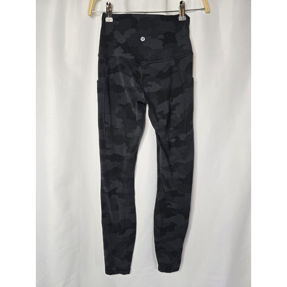 LULULEMON Align High Rise Pant Pockets 25" Heritage 365 Camo Deep Coal Size 4